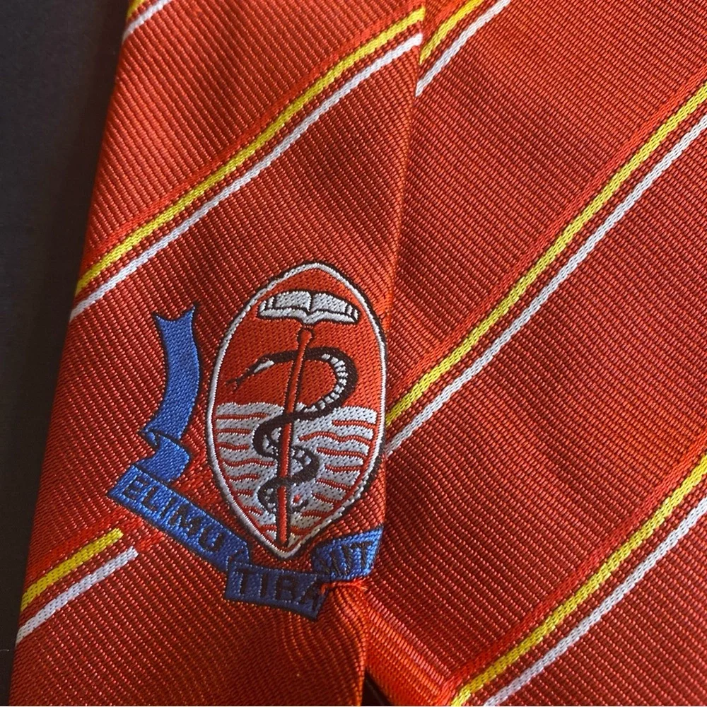 Kia Long Neck Tie Featuring MUHAS University School‎ Crest For Medicine Stripes